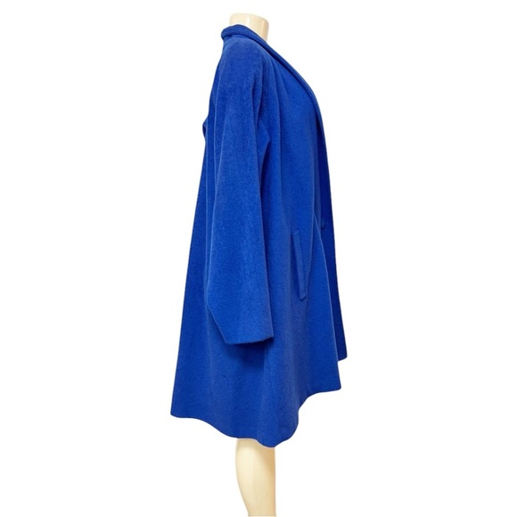 Vintage 70s Larry Levine Women Union Made ILGWU Blue Wool Crest Embroidered Coat - Picture 5 of 15